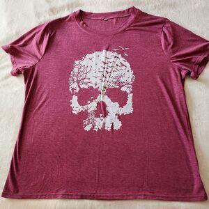 Unbranded Dark Heather Pink Tshirt With Skull Graphic Size XXL